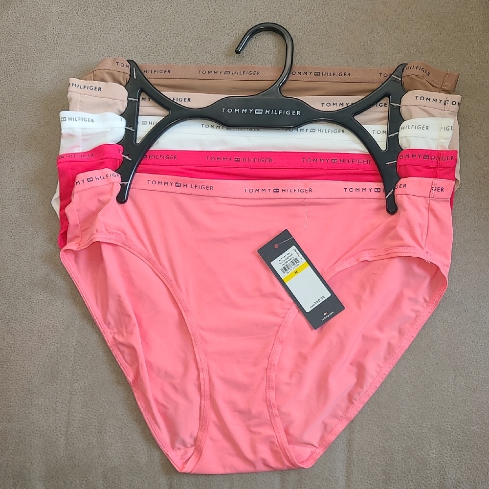 Tommy Hilfiger‎ MICRO BIKINI Women's Panties 5 Pack Pink, White, and Tan NWT